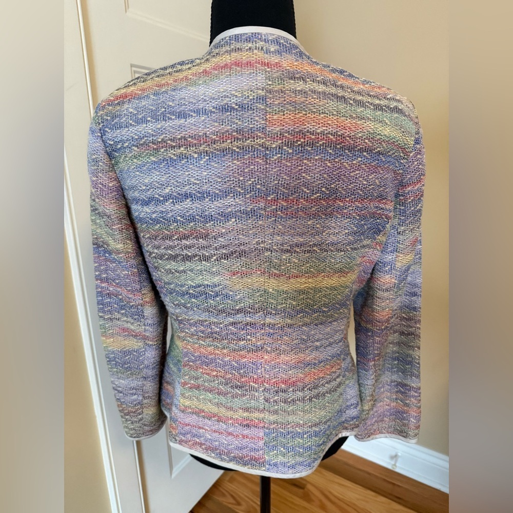 Lafayette 148 Jacket Blazer Pink Green Yellow Cotton Blend Women’s Size 6 - Picture 3 of 16